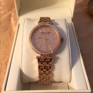 Ann Klein rose gold pave crystal watch bling!!!
